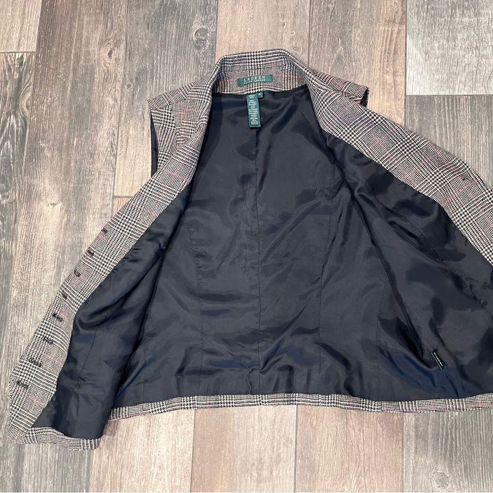 Lauren Ralph Lauren Sz 14 Glen Plaid Herringbone Wool Angora Vest Waistcoat - Picture 11 of 11